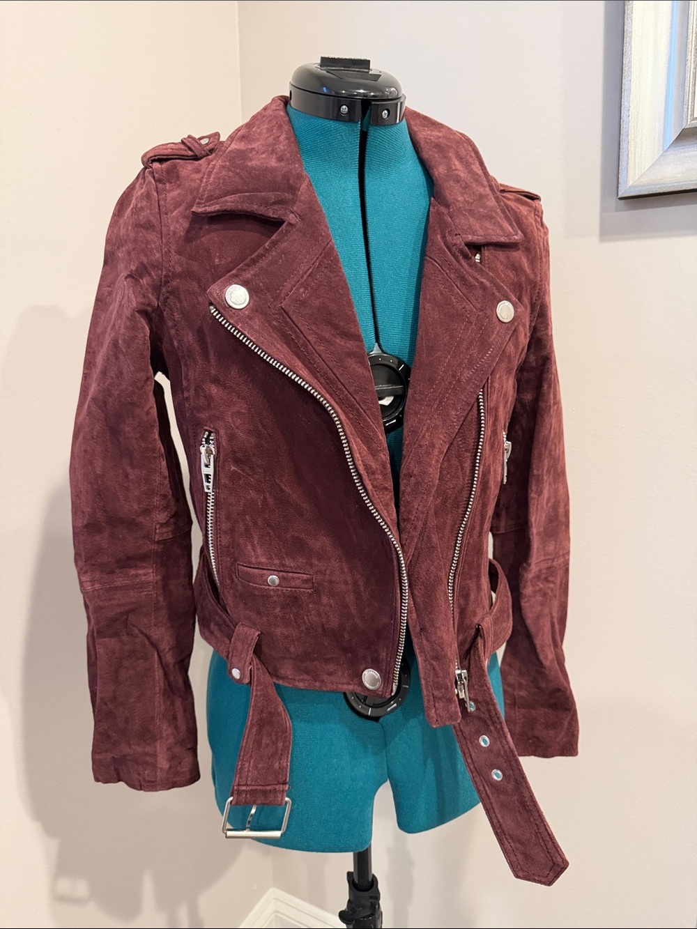 Blank NYC Wine Suede Moto Jacket